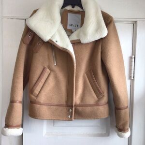 NVLT Camel Teddy Jacket with Cream Collar